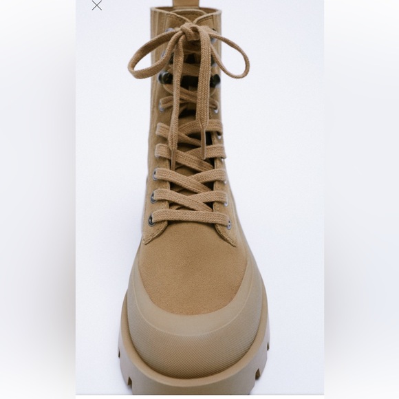 LACE-UP TRACK SOLE LEATHER ANKLE BOOTS Zara - Picture 4 of 6
